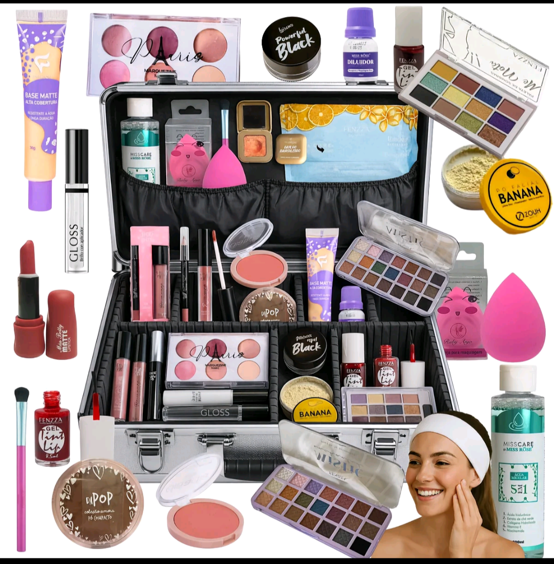Kit de Maquiagem Completo Base Pincel 20 Itens